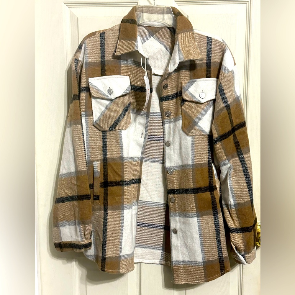 Plaid Button-Up Shirt Jacket